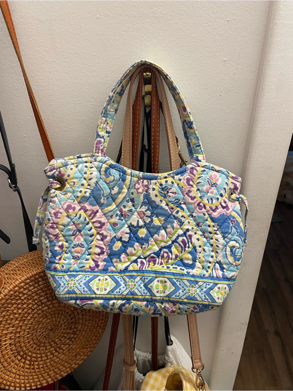 Vera Bradley Quilted Floral Paisley Tote Bag in Blue and Purple